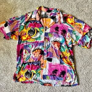Hawaiian theme button up shirt